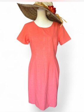 Women's vintage short sleeve linen blend sheath dress by Adolfo Studio. Size 4